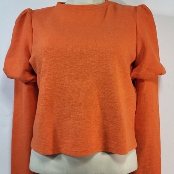 Zara Orange Ruffle Cropped Sweater - Picture 5 of 6